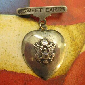 WWII Sterling Silver Military Sweetheart Brooch: VINTAGE US Army Eagle Pin